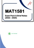 MAT1581 - PAST EXAM PACK SOLUTIONS & BRIEF NOTES - 2022