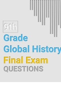 (Latest)9th Grade Global History Final Exam -Practice test questions