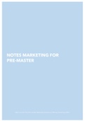 Summary lectures Marketing for Pre-master 