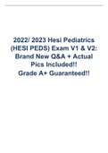   2022/ 2023 Hesi Pediatrics (HESI PEDS) Exam V1 & V2 Graded A