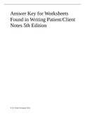 Answer Key for Worksheets Found in Writing Patient/Client Notes 5th Edition