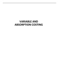 Variable Costing and Absorption Costing