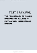 TEST BANK FOR THE PSYCHOLOGY OF WOMEN MARGARET W. MALTINS 7TH EDITION WITH INSTRUCTORS MANUAL ALL CHAPTERS.