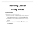 The Buying Decision Making Process Summary notes