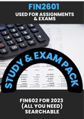 FIN2601 Study Pack (Use for assignments and exams) this will help you pass with flying colours!