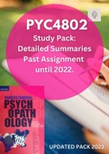 PYC4802: Study Pack (Notes, DSM 5 notes and 10 Past assignments on each topic) HUGE HELP 