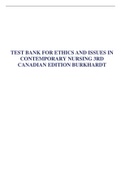 TEST BANK FOR ETHICS AND ISSUES IN CONTEMPORARY NURSING 3RD CANADIAN EDITION BURKHARDT