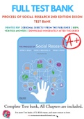Test Bank for The Process of Social Research 2nd Edition by Jeffrey C. Dixon; Royce A. Singleton, Jr.; Bruce C. Straits Chapter 1-14 Complete Guide