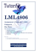 LML4806 Assignment 1 Semester 1 2023