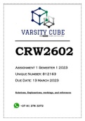 CRW2602 Assignment 1 Semester 1 2023 (812163)