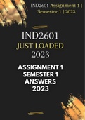 IND2601 Assignment 1 solutions | Semester 1 | 2023 | (Guaranteed Pass)