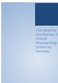 TEST BANK: INTRODUCTION TO CLINICAL PHARMACOLOGY 10TH EDITION BY VISOVSKY