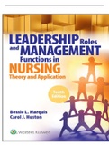 TESTBANK LEARDERSHIP ROLES AND MANAGEMENT FUNCTIONS IN NURSING 10TH EDITION MARQUIS HUSTON>CHAPTER 1- 23<COMPLETE GUIDE VERIFIED A