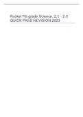 Ruckel 7th grade Science, 2.1 - 2.3 QUICK PASS REVISION 2023