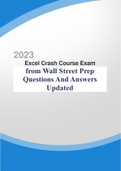 Exam (elaborations) Excel Crash Exam  from Wall Street Prep Questions And Answers Updated 2023/2024