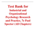 Industrial and Organizational Psychology Research and Practice 7th Edition By Paul Spector (Test Bank)