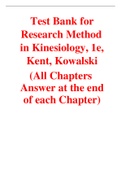 Research Methods in Kinesiology, 1e, Kent, Kowalski (Test Bank)