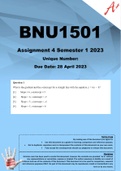 BNU1501 Assignment 4 Semester 1 2023 