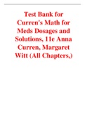 Curren's Math for Meds Dosages and Solutions, 11e Anna Curren, Margaret Witt (Test Bank)