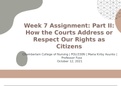 POLI330N Week 7 Assignment: Part II: How the Courts Address or Respect Our Rights as Citizens Chamberlain College of Nursing 