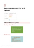 Representation and Electoral Systems