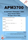 APM3700 Assignment 1 Semester 1 2023