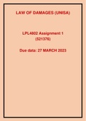 LPL4802 ASSIGNMENT 1 (521376) SEMESTER 1 2023  -Due 27 March 2023 - DISTINCTION GUARANTEED!!