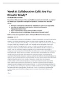 NR 532 Week 6 Collaboration Café; Are You Disaster Ready