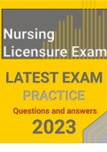 (Latest)  Nursing Licensure Exam Questions and answer