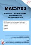 MAC3703 Assignment 1 Semester 1 2023 (701118)