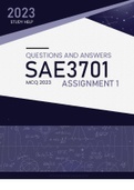 SAE 3701 ASSIGNMENT 1 MCQ 2023 QUESTIONS AND ANSWERS