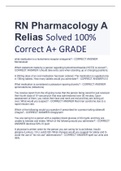 RN Pharmacology A Relias Solved 100% Correct A+ GRADE