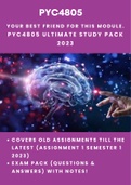 PYC4805 Study Pack (2023) Your best friend for this module: Assignments, Exam Questions, Answers, and Notes