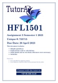HFL1501 Assignment 3 (QUIZ) Semester 1 2023 (735715)