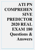 ATI PN COMPREHENSIVE PREDICTOR 2020 REAL EXAM 180 Questions And Answers. VERIFIED