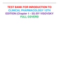 TEST BANK FOR INRODUCTION TO CLINICAL PHARMACOLOGY 10TH EDITION (Chapter 1 - 55) BY VISOVSKY FULL COVERD
