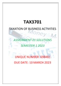 TAX3701 ASSIGNMENT 01 SOLUTIONS, SEMESTER 1, 2023