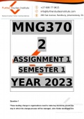 Exam (elaborations) MNG3702 - Strategic Implementation And Control IIIB (MNG3702) 