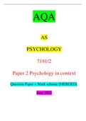 AQA AS PSYCHOLOGY 7181/2 Paper 2 Psychology in context Question Paper + Mark scheme [MERGED] June 2022
