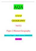 AQA A-level GEOGRAPHY 7037/2 Paper 2 Human Geography Question Paper + Mark scheme [MERGED] June 2022