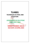 TLI4801 ASSIGNMENT 02 SOLUTIONS, SEMESTER 1, 2023