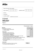 aQa A-level BIOLOGY Paper 3 (7402/3) June 2022 Official Question Paper