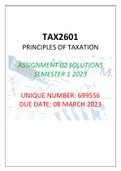 TAX2601 Assignment 02 Solutions Semester 1 2023