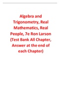 Algebra and Trigonometry, Real Mathematics, Real People, 7e Ron Larson (Test Bank)