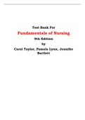 Test Bank For Fundamentals of Nursing  9th Edition by Carol Taylor, Pamela Lynn, Jennifer Bartlett