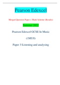 Pearson Edexcel Merged Question Paper + Mark Scheme (Results) Summer 2022 Pearson Edexcel GCSE In Music (1MU0) Paper 3 Listening and analysing