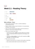 Summary Lecture and Text week 2 part 1 - miles and barlow