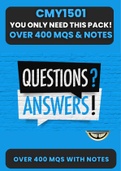 CMY1501 Updated Pack (2023) Multiple choice questions and the answers with Notes (Over 400 MQS)