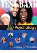 TEST BANK for My Psychology 2nd Edition by Andrew Pomerantz. ISBN 9781319184469. (All Chapters 1-15)  
