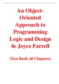 An Object-Oriented Approach to Programming Logic and Design 4e Joyce Farrell (Solution Manual with Test Bank)	